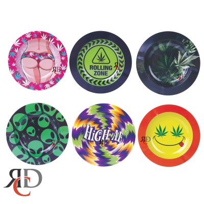 ASSORTED 5.4in TIN ASHTRAY - 24CT/ DISPLAY